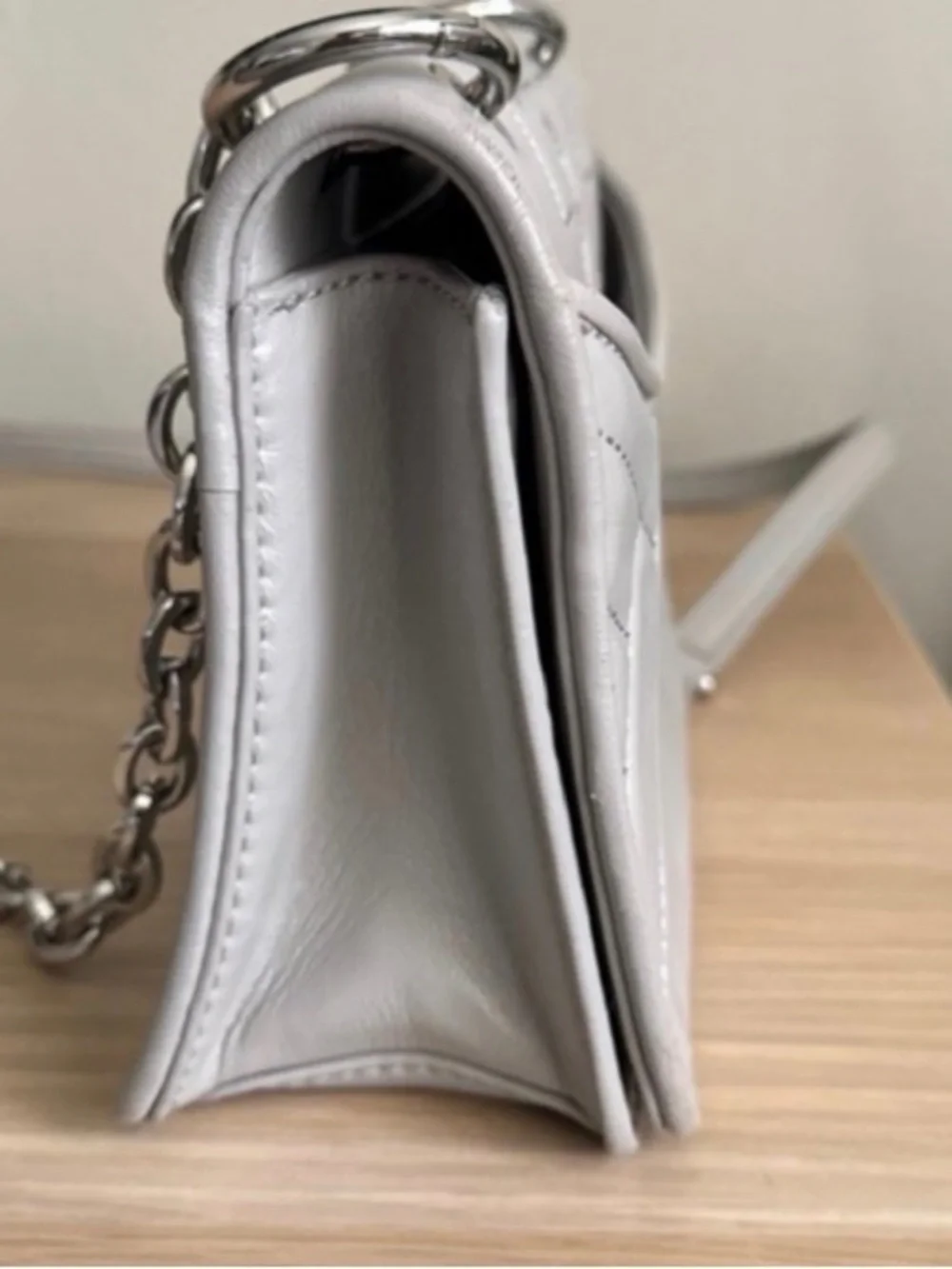 Tory Burch White Quilted Leather Mini Crossbody with Chain Strap
